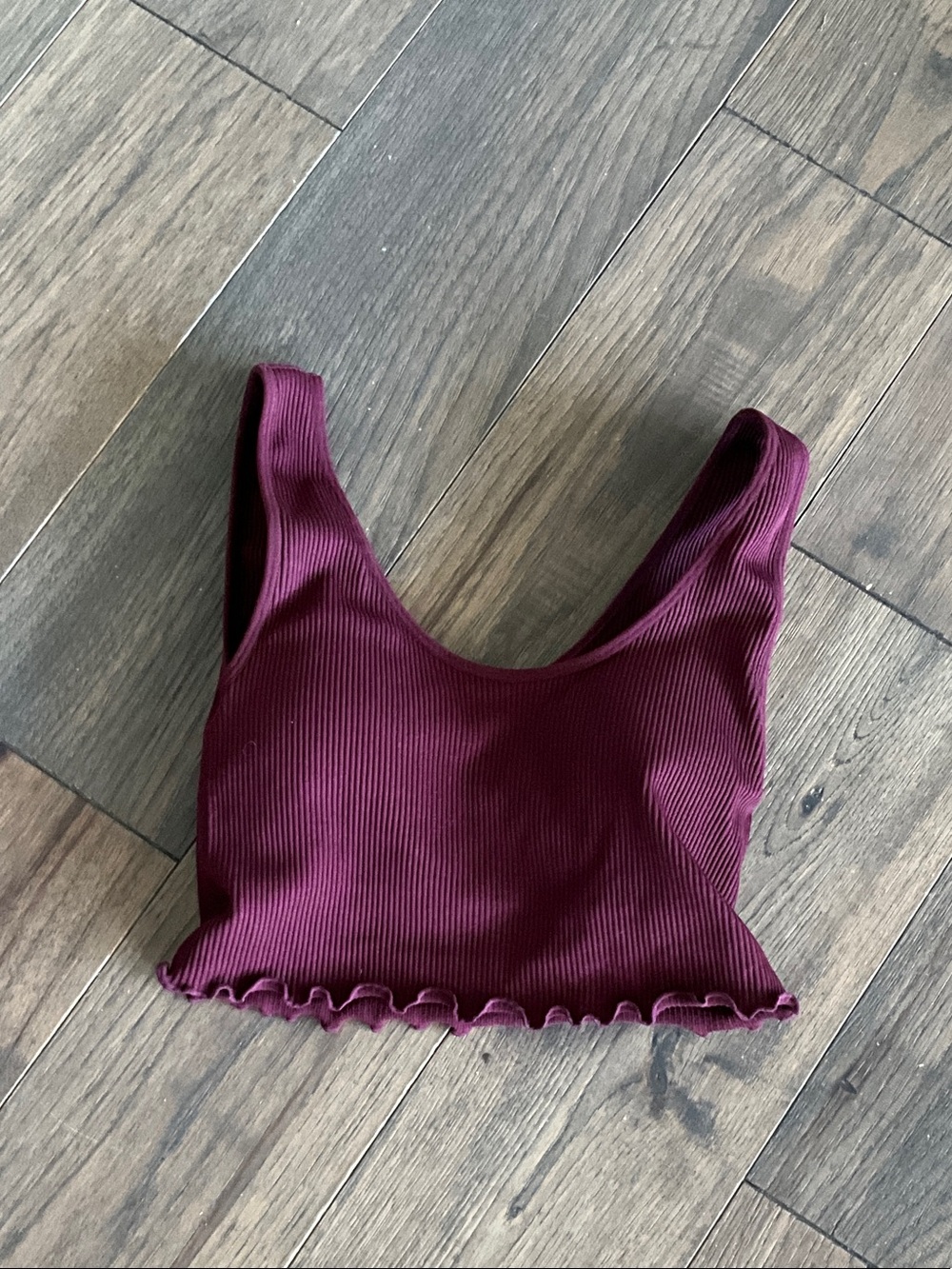 Forever 21 Ribbed Scoop Crop Tank - Maroon